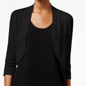 Black Women's Open-Front Cropped Cardigan - Classic Layering Piece
